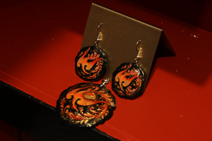 Set di gioielli dipinto a mano, accessorio artistico ed elegante idea regalo.