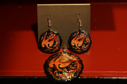 Set di gioielli dipinto a mano, accessorio artistico ed elegante idea regalo.